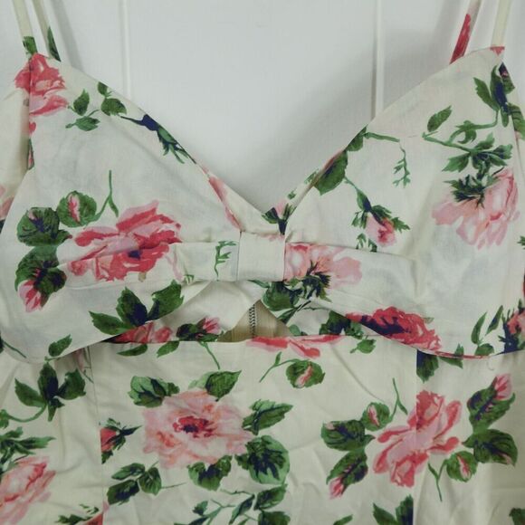 Aqua Womens Floral Print Front Bow Cropped Cut Out Cotton Top X-Large - Picture 4 of 9